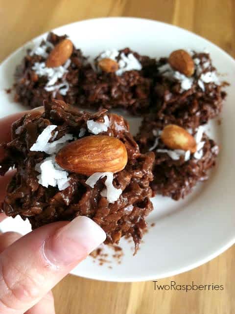 Gooey Chocolate Almond Coconut Stacks