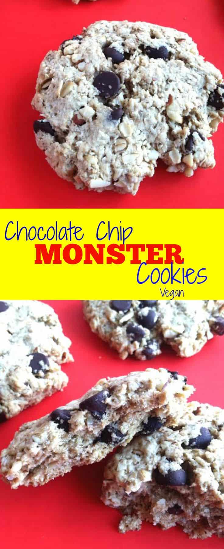 Chocolate Chip PB Monster Cookies Vegan