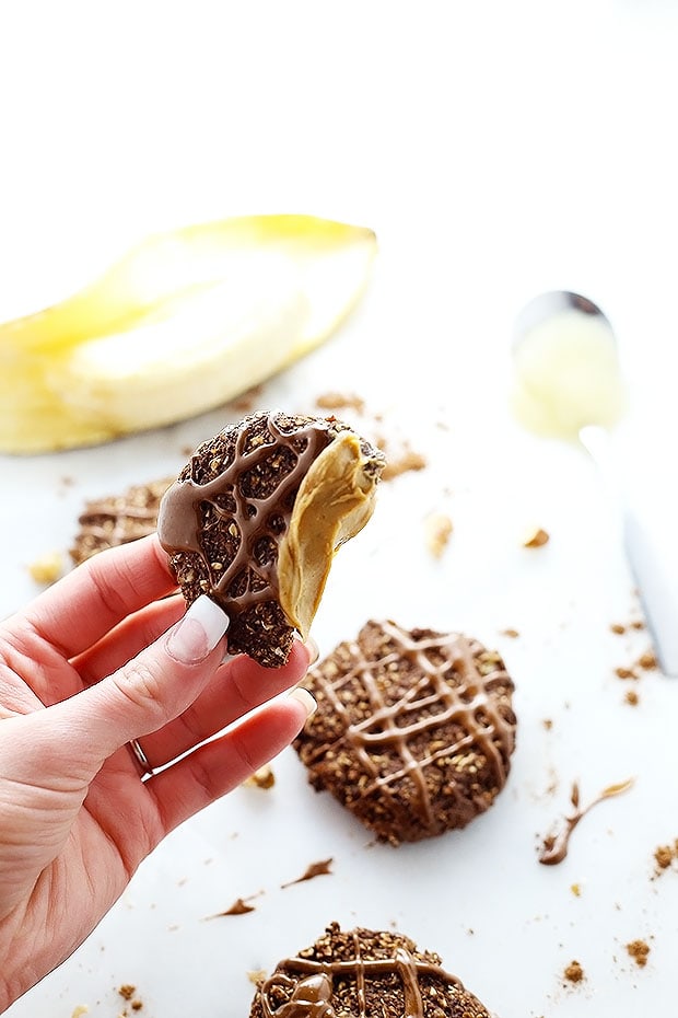 these Chocolate Banana Walnut Breakfast Cookies are soft and chewy, fruit sweetened and totally call for a spread of PB on top I mean it just goes together! Vegan + Gluten Free