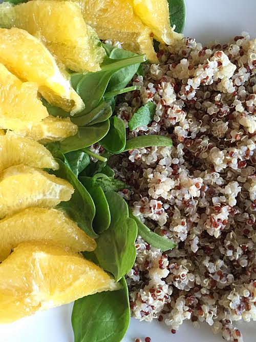 ORANGE Quinoa Salad - simple and easy food inspiration! "What I Ate" is easy to prepare things I ate this week to spark ideas for you! eating vegan doesn't need to be complicated / TwoRaspberries.com