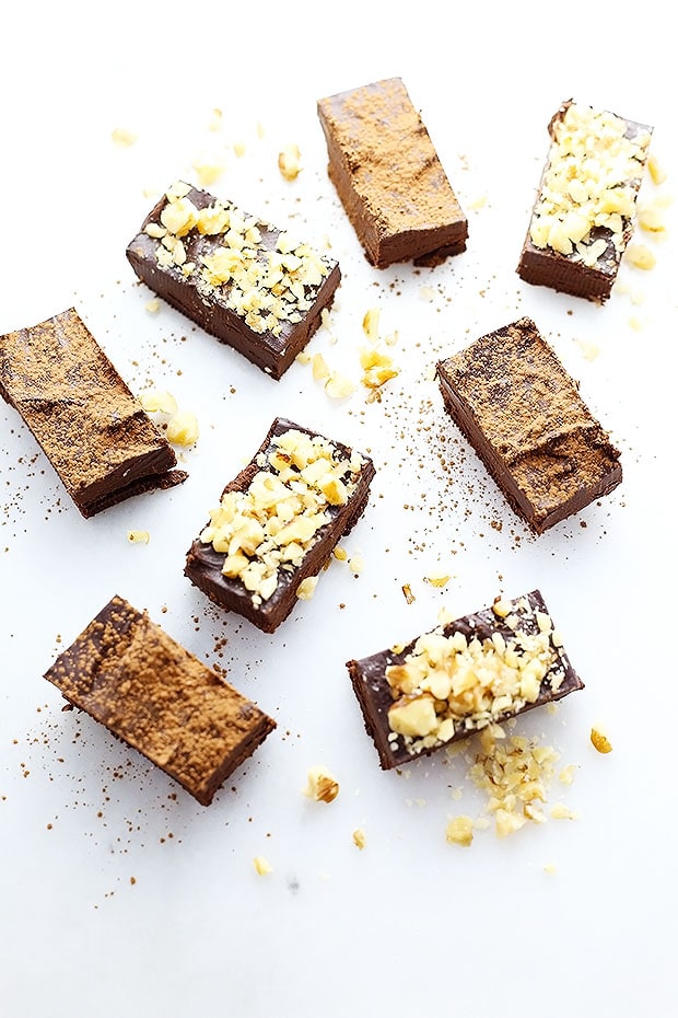 Creamy, rich, smooth, no-baking required vegan FUDGE squares, only 4 ingredients and super easy to make. Vegan and Gluten Free.