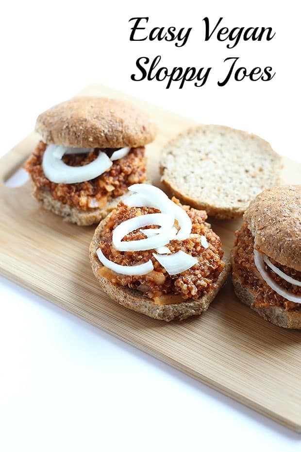 These Easy Vegan Quinoa Sloppy Joes are flavorful and spicy, messy and delicious, healthy and easy, made from quinoa and completely vegan and gluten free! / TwoRaspberries.com