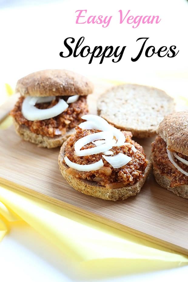 These Easy Vegan Quinoa Sloppy Joes are flavorful and spicy, messy and delicious, healthy and easy, made from quinoa and completely vegan and gluten free! / TwoRaspberries.com