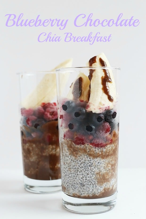  This Blueberry Chocolate Chia Breakfast is a complete superfood packed with chia seeds and blueberries! Great for a healthy breakfast or snack. Vegan and Gluten Free. / TwoRaspberries.com