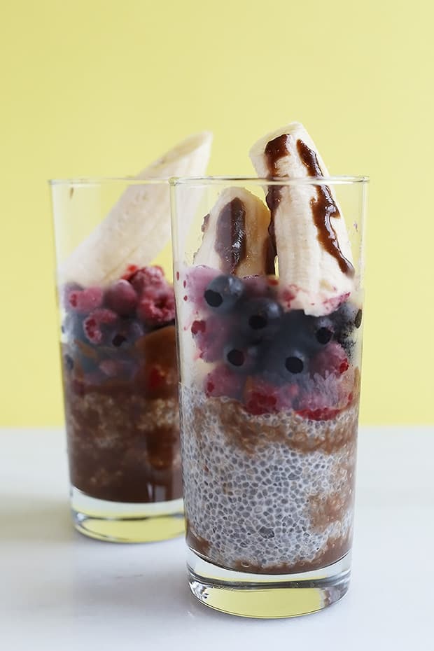  This Blueberry Chocolate Chia Breakfast is a complete superfood packed with chia seeds and blueberries! Great for a healthy breakfast or snack. Vegan and Gluten Free. / TwoRaspberries.com