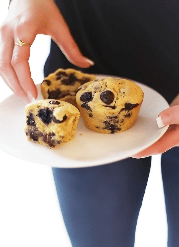 These Healthy Blueberry Muffins are super quick and easy to make! They are vegan, gluten free, refined sugar free and the texture is light and soft! | TwoRaspberries.com