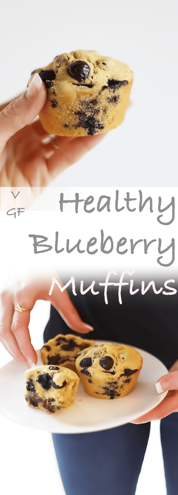 These Healthy Blueberry Muffins are super quick and easy to make! They are vegan, gluten free, refined sugar free and the texture is light and soft! | TwoRaspberries.com