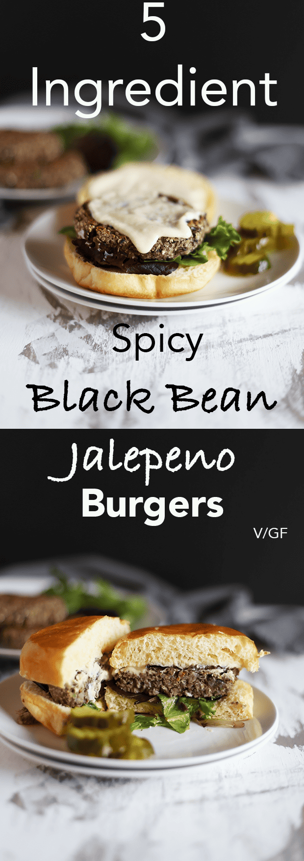 These 5 Ingredient Spicy Black Bean Jalepeno Burgers are quick and easy to make paired with a tahini lime sauce , healthy, VEGAN and GF! | TwoRaspberries.com