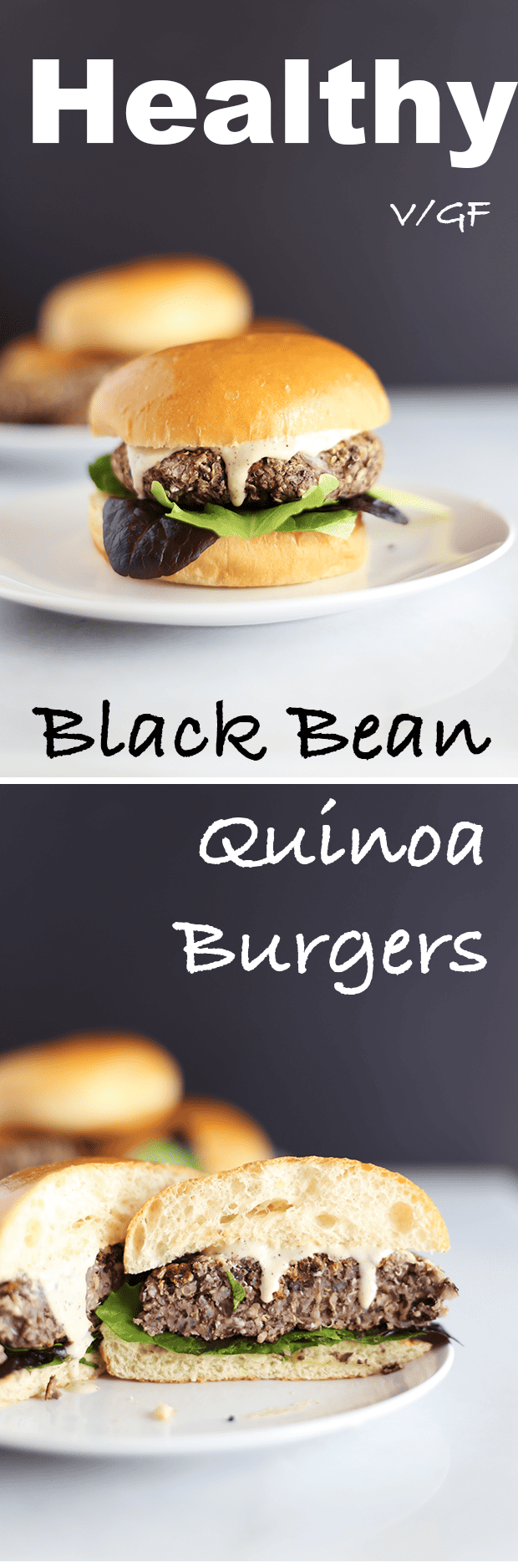 These Healthy Black Bean Quinoa Burgers are super easy to make! They are made with quinoa, oats, onions mushrooms and black beans! Vegan and GF! | TwoRaspberries.com