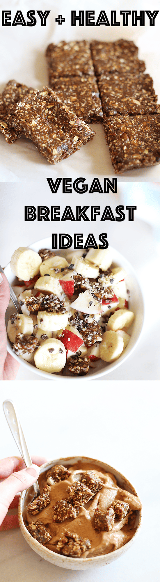  These Easy + Healthy Vegan Breakfast Ideas are SO delicious! chewy date granola bars, raw fruity cereal and chocolate banana nice "ice" cream! | TwoRaspberries.com