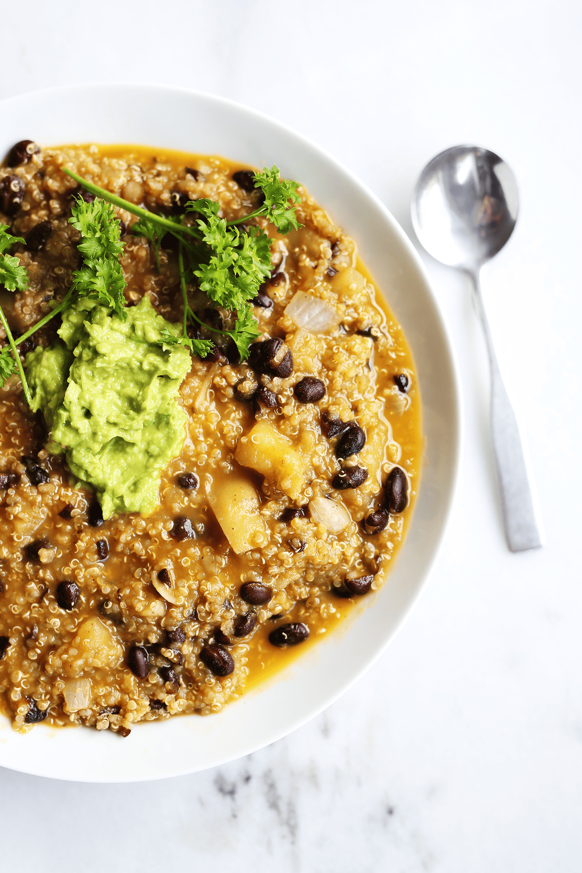 This homemade Black Bean Quinoa Soup is easy and only requires 1 pot, healthy, packed full of fresh earthy, hearty flavors and texture. Vegan and gluten free.