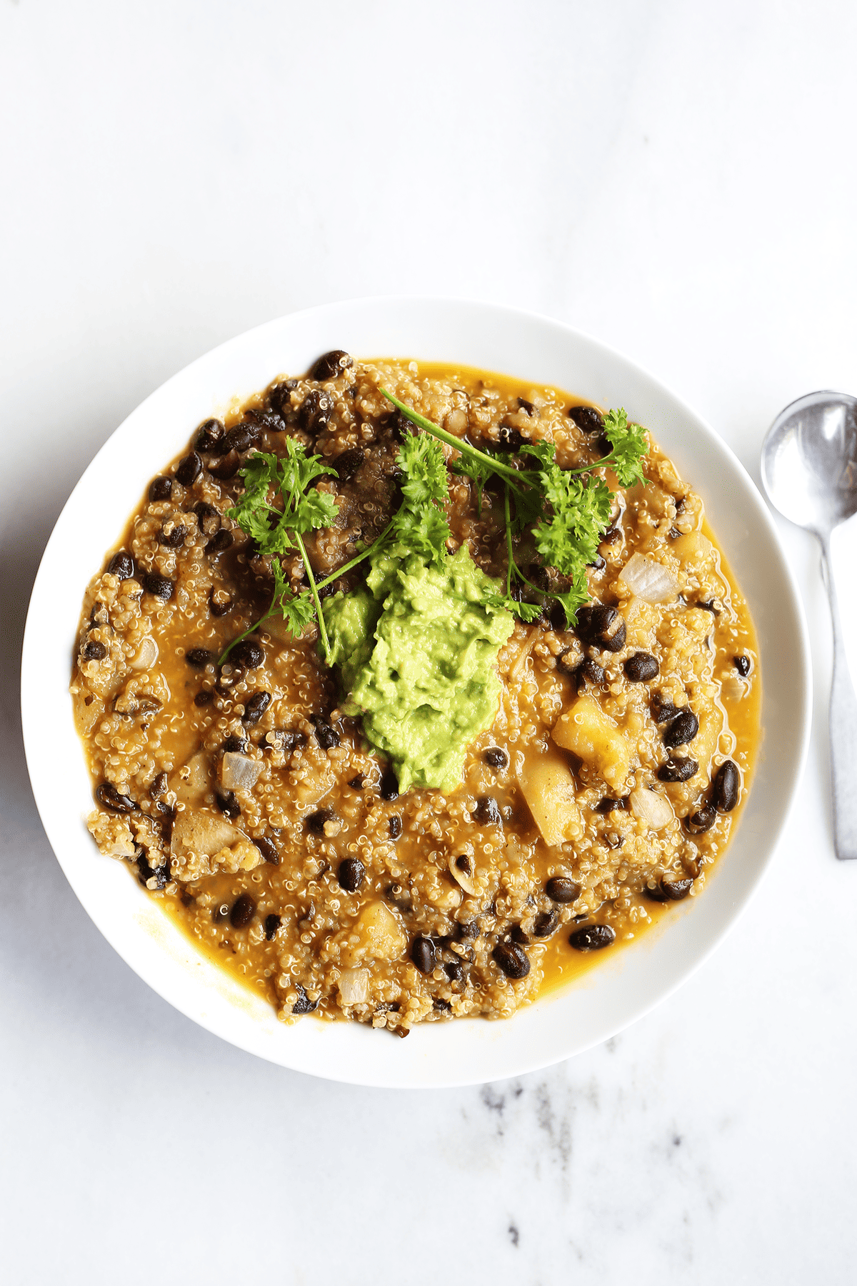 This homemade Black Bean Quinoa Soup is easy and only requires 1 pot, healthy, packed full of fresh earthy, hearty flavors and texture. Vegan and gluten free.