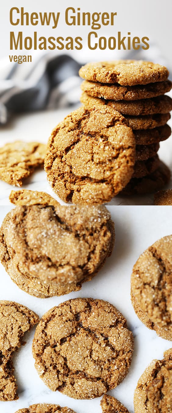 These easy homemade Chewy Ginger Molassas Cookies are vegan, have crispy edges with soft and chewy centers and are totally YUM! 