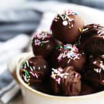 Chocolate Birthday Cake Bites are so easy to make, these ones are vegan and super rich, fudgy and sweet! Great for birthday parties!