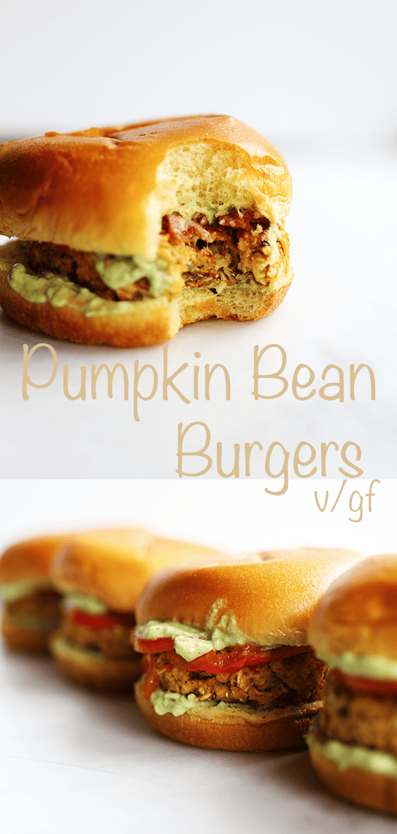 These homemade Pumpkin Bean Burgers are vegan, gluten free, slightly spicy, protein packed, healthy, and super easy to make!