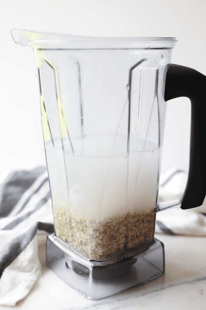 oat and water in blender for oat milk