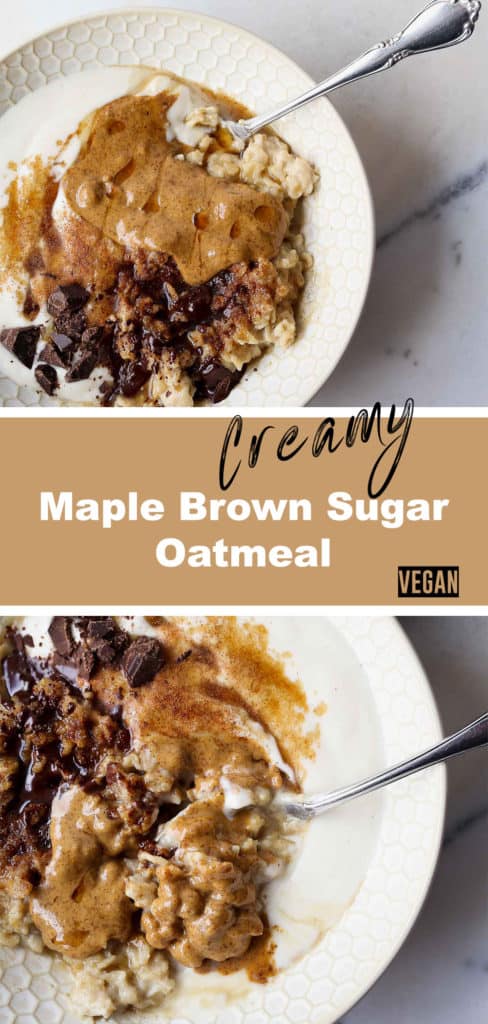 creamy brown sugar oatmeal bowl vegan long pin