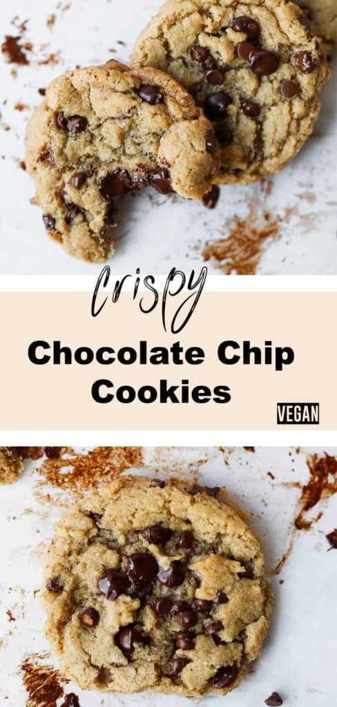 crispy vegan chocolate chip cookies long pin