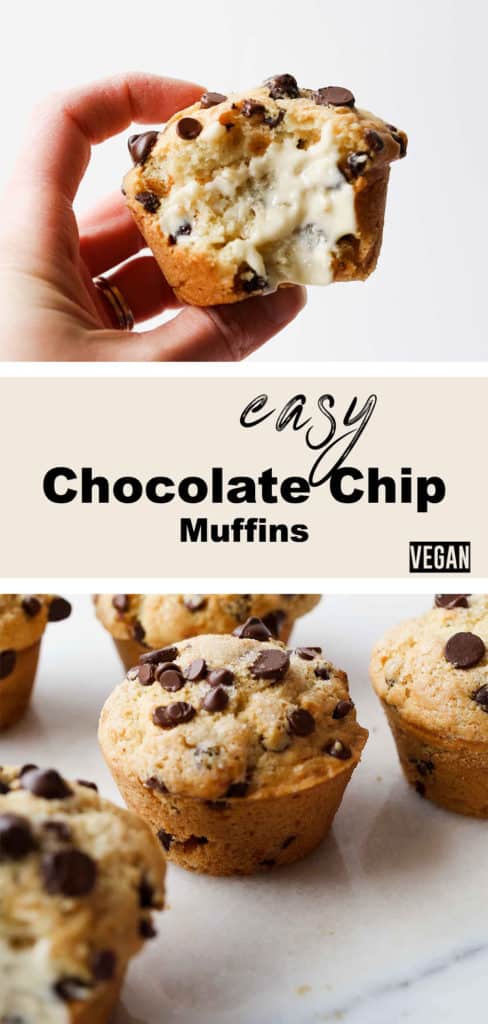 easy vegan chocolate chip muffins long pin