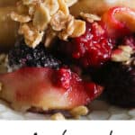 Pinterest image of this apple and blackberry crumble