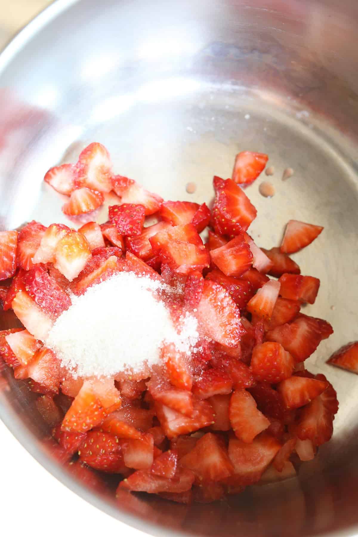 Strawberry compote being made.