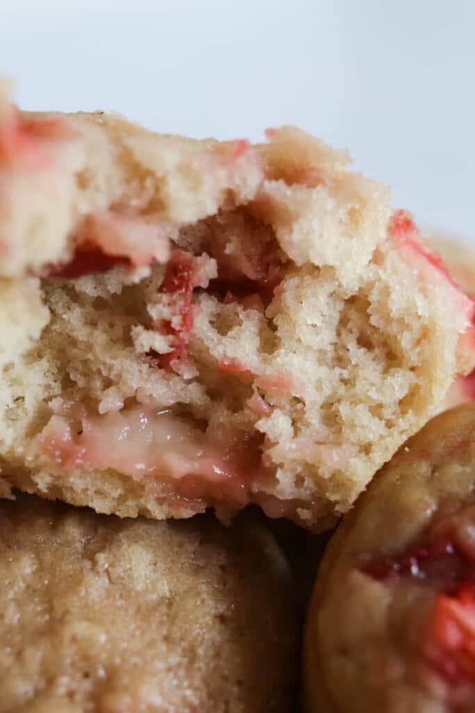 super close up macro photo of strawberry muffins