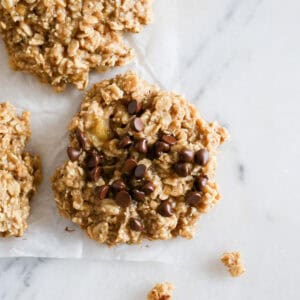 1200 x 1200 image of Banana Peanut Butter Oatmeal Cookies.