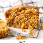 Pinterest image of Vegan Pumpkin Bread  with word title text.