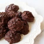 1200 x 1200 image of chocolate coconut haystacks.