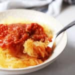1200 x 1200 image of spaghetti squash noodles.