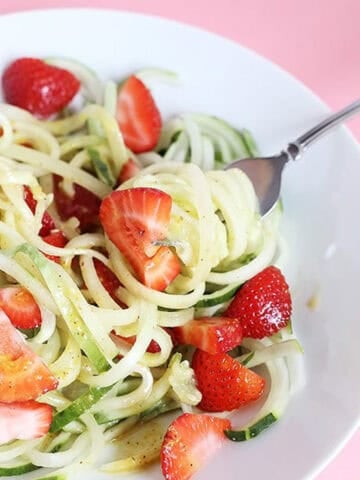 1200 x 1200 image of Strawberry Cucumber Noodle Salad.