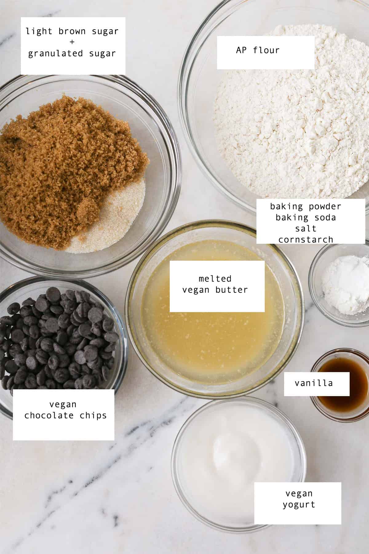 Ingredients to make Crispy Chocolate Chip Cookies.