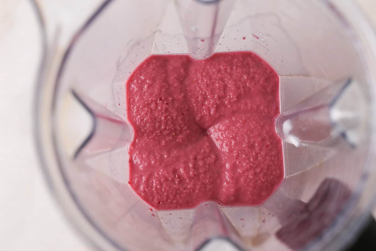 Blended smoothie in the blender.