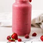 Pinterest image with words titling this Strawberry Raspberry Smoothie.