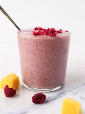 Mango Raspberry Smoothie - Two Raspberries