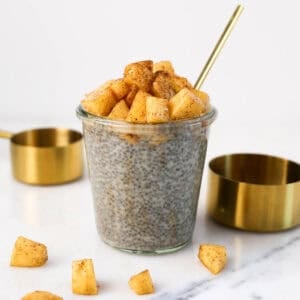 1200x1200 image of this chia pudding with apples.