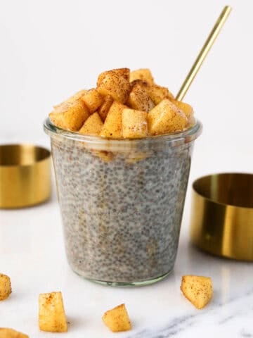 1200x1200 image of this chia pudding with apples.