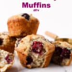 Pinterest image with title text of these banana blackberry muffins.