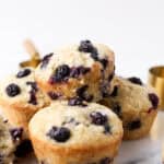 1200x1200 image of dairy free vegan blueberry muffins.
