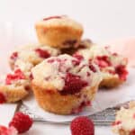 1200x1200 image of raspberry muffins vegan.