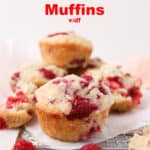 Pinterest image of vegan raspberry muffins.