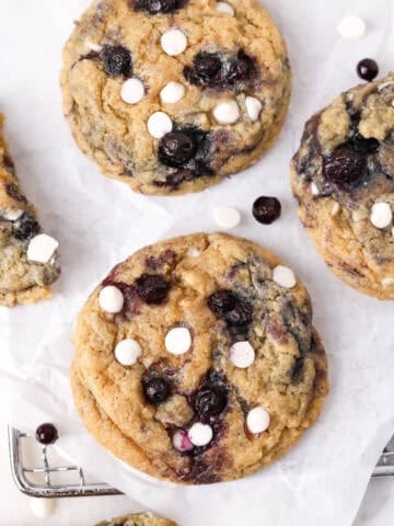 1200x1200 image of cookies with white chocolate and blueberry.