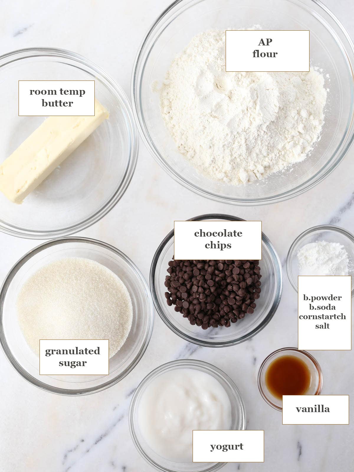 Ingredients to make cookies without brown sugar.