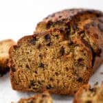 1200x1200 image of this chocolate chunk banana loaf.