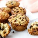 1200 x 1200 image of this chocolate chip banana muffins.