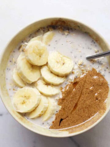 1200x1200 image of oats and chia bowl.