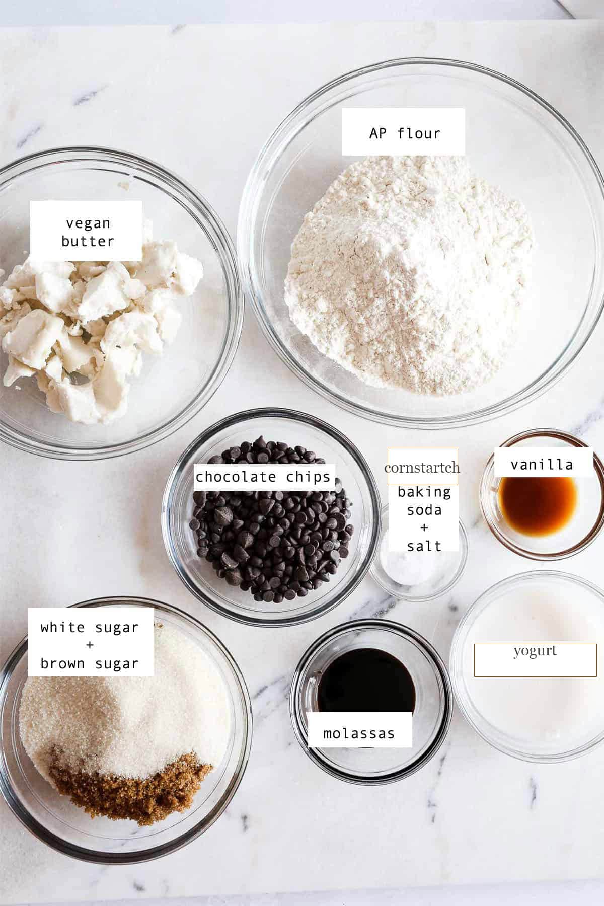 Ingredients to make vegan cookies,
