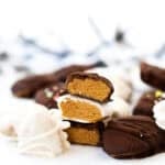 1200x1200 image of easter peanut butter chocolate eggs.