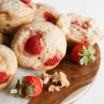 1200x1200 image of vegan strawberry muffins.